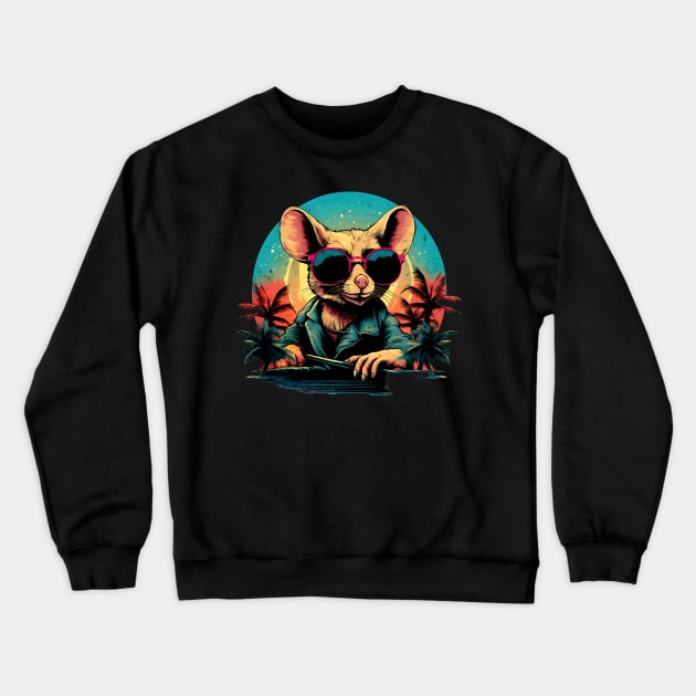 Retro Wave Jerboa Crewneck Sweatshirt by Miami Neon Designs